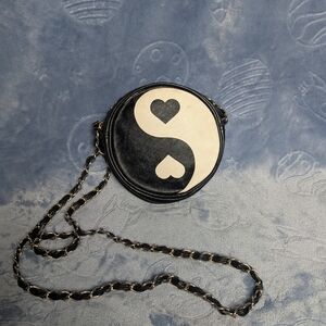 Black and White Heart Yin Yang Crossbody Bag